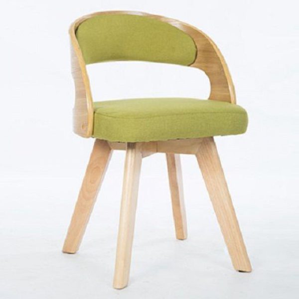 Contemporary Nordic Fabric Upholstered Wood Splayed Legs Dining Chair Curved Back For Dining Room - Image 17