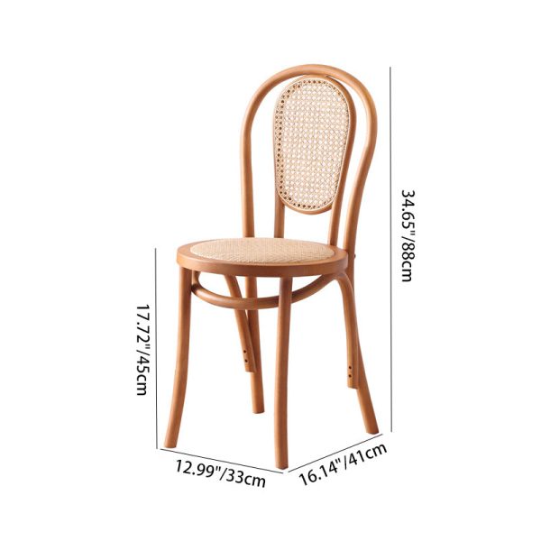 Traditional Vintage Round Rattan Woven Wooden Dining Chair Backrest For Dining Room - Image 4