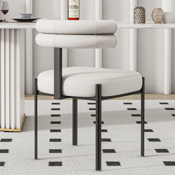 Contemporary Creative Half Arc Square Leather Metal Dining Chair Backrest Armless For Dining Room - Image 6