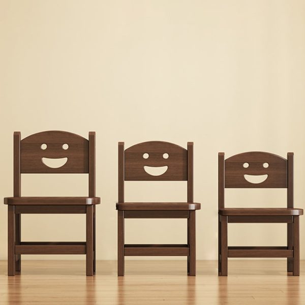Traditional Vintage Square Smile Wood Curved Frame Dining Chair Backrest Armless For Dining Room - Image 12
