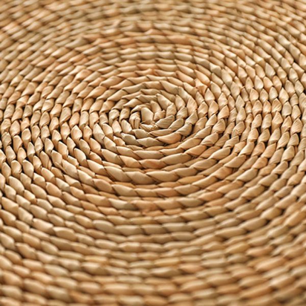 Contemporary Creative Round Cattail Fabric Low Stool For Living Room - Image 7