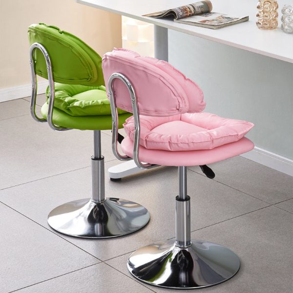 Modern Minimalist Square Cushion Leather Metal Bar Stool Backrest Height Adjustable For Dining Room - Image 2