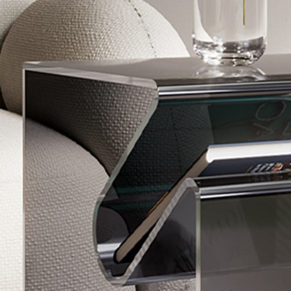Modern Minimalist Square Acrylic End Table Two Tiers For Living Room - Image 7