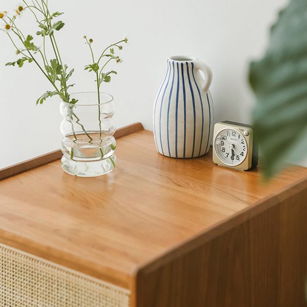 Contemporary Retro Square Solid Wood Nightstand 2-Drawer For Bedroom - Image 6