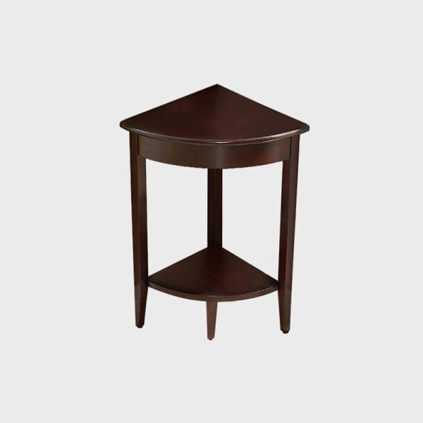 Contemporary Retro Triangle Rubber Wood Side Table 2-Tier For Living Room - Image 10