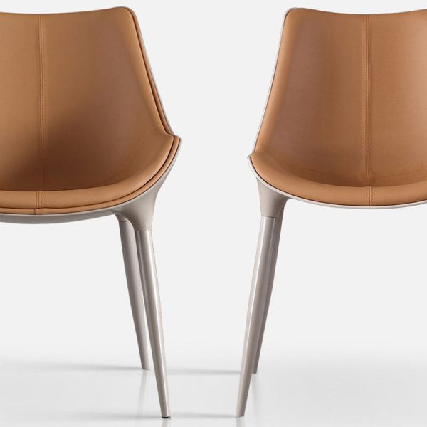Modern Simplicity Cowhide Steel Sponge Square Curved Dinining Chair Backrest For Dining Room - Image 12