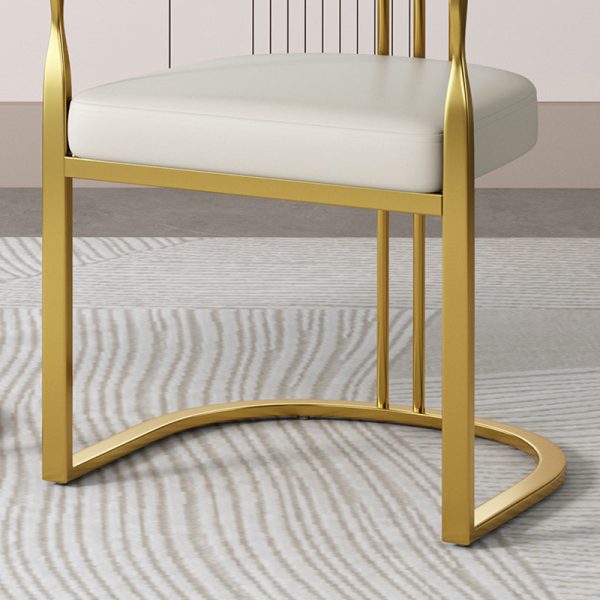 Modern Luxury PU Leather Upholstered Arc Frame Dining Chair Backrest Armrest For Living Room - Image 6