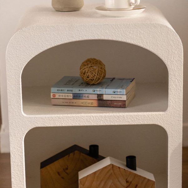Modern Minimalist Round Corner Rectangular Density Panel Nightstand 2-Cabinet For Bedroom - Image 5