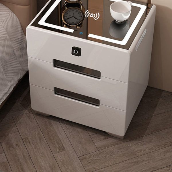 Modern Minimalist Rectangular Table Top Metal High Density Panel Nightstand 3-Drawer For Bedroom - Image 9