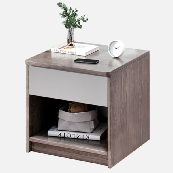 Modern Minimalist Square Table Top High Density Panel Nightstand 1-Drawer For Bedroom - Image 18