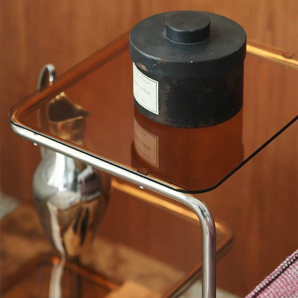 Modern Minimalist Triple Square Stainless Steel Glass End Table For Living Room - Image 7