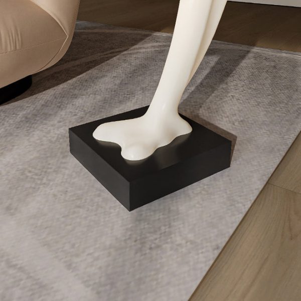 Contemporary Creative Dolphin Round Square Marble Fiberglass End Table 1-Tray For Living Room - Image 6