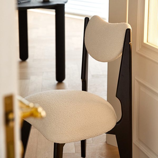Modern Minimalist Square Wood Velvet Dining Chair Backrest Armless For Dining Room - Image 10