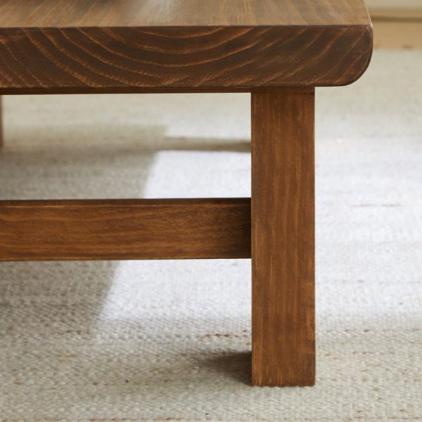 Traditional Japanese Rectangular Tabletop Solid Wood Coffee Table 4-Leg For Living Room - Image 6