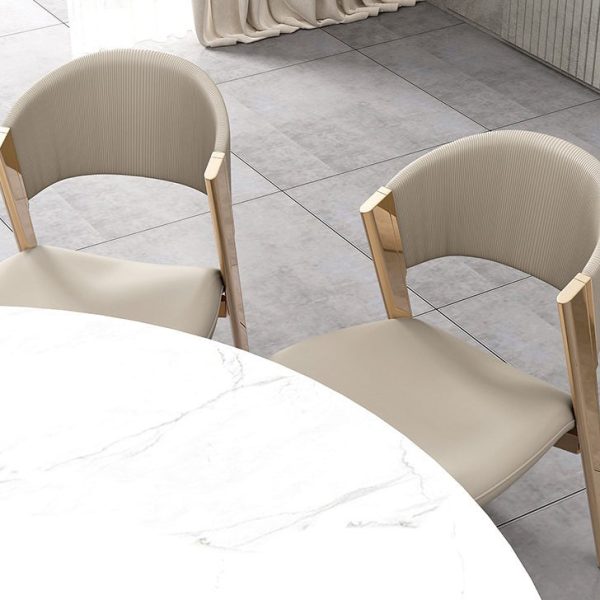 Modern Luxury Square Leather Stainless Steel Foam Dining Chair Four Legs Backrest For Dining Room - Image 9