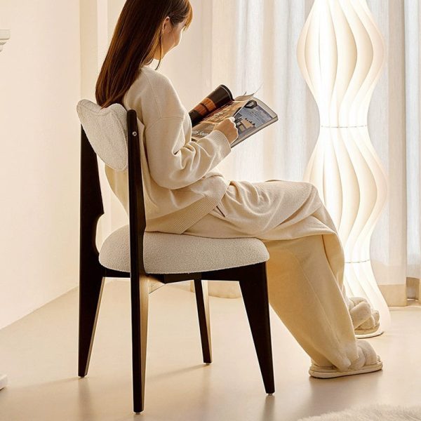 Contemporary Nordic Ash Wood Velvet Metal Sponge Square Crescent Dining Chair Backrest Armless For Dining Room - Image 17