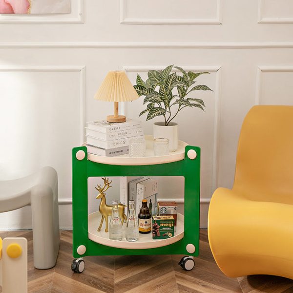 Contemporary Scandinavian Tray Top ABS Triangle Frame Movable End Table 2-Tier For Living Room - Image 3