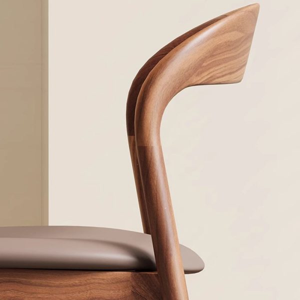 Contemporary Scandinavian Curved Back Ash Wood Sponge Dining Chair Backrest For Dining Room - Image 7