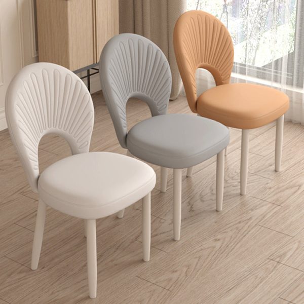 Modern Minimalist Curved Half Round Square PU Leather Iron Dining Chair Backrest Armless For Dining Room - Image 13
