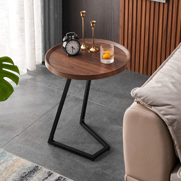 Modern Simplicity Round MDF Iron End Table Movable For Living Room - Image 12