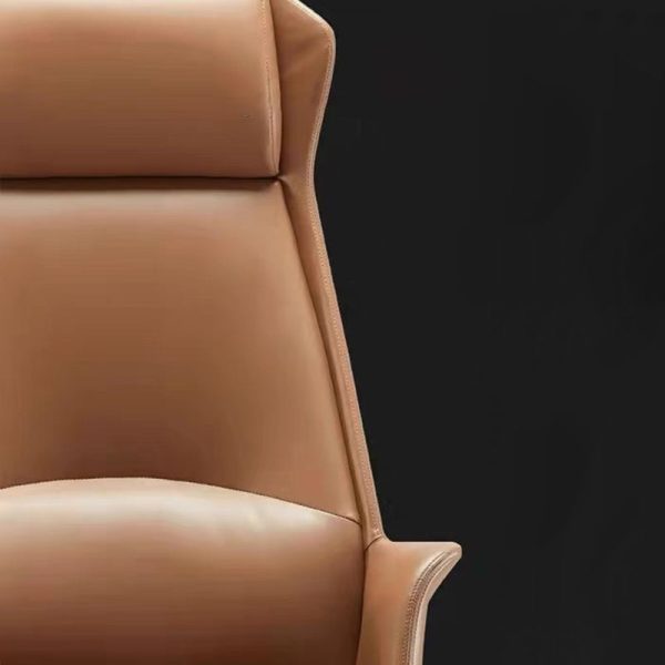 Modern Minimalist Rectangular High Back Leather Carbon Steel Desk Chair For Home Office - Image 6