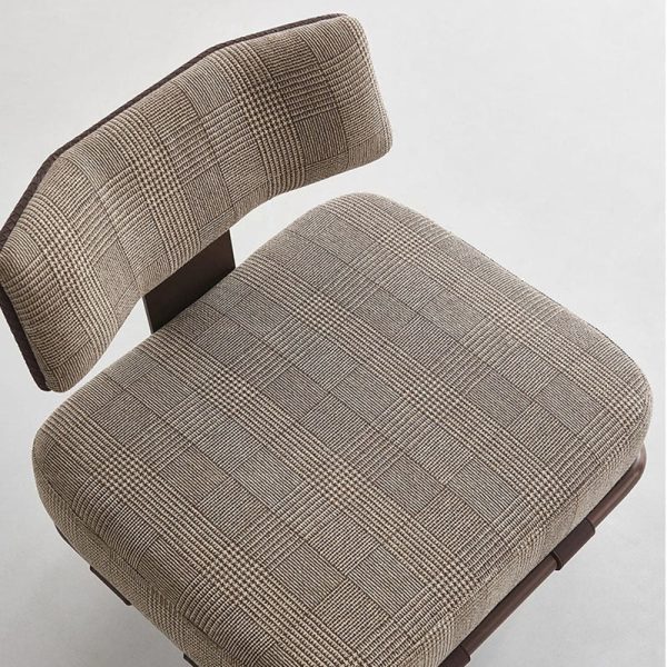 Modern Luxury Rectangular Cushion Cotton Linen Saddle Leather Stainless Steel Accent Chair Backrest For Living Room - Image 7