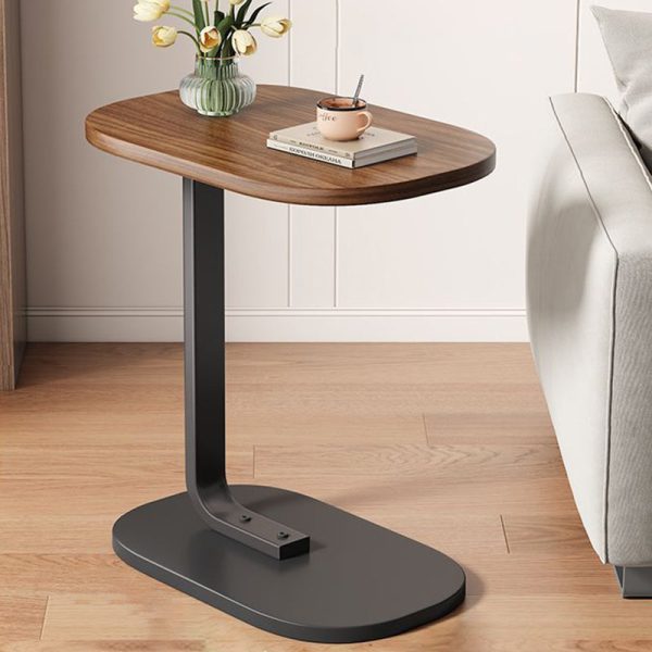 Traditional Vintage Wood Grain Density Board Top C-Shaped Side Table For Living Room - Image 17
