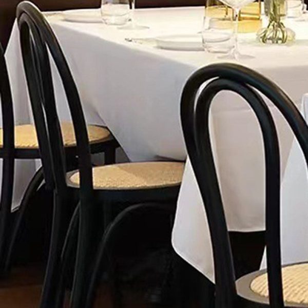 Traditional Vintage Curved Frame Solid Wood Wicker Dining Chair Backrest For Dining Room - Image 10