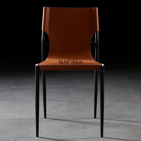 Contemporary Nordic Square Leather Carbon Steel Stackable Dining Chair Backrest For Dining Room - Image 14
