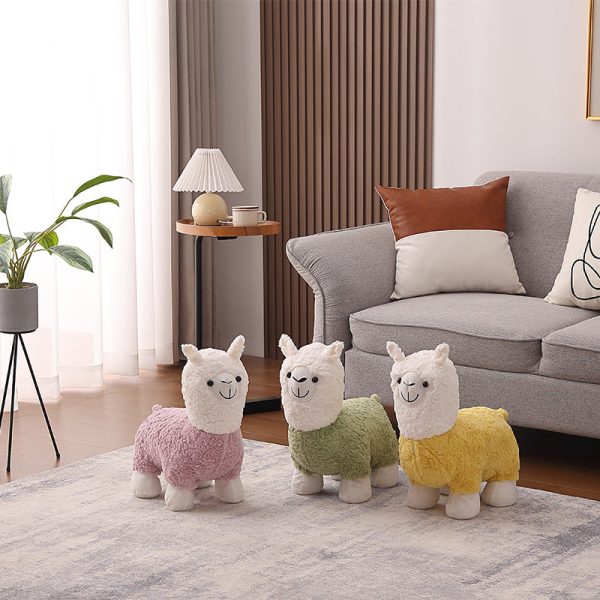 Contemporary Creative Alpaca Design Velvet Footstool Backrest For Living Room - Image 13