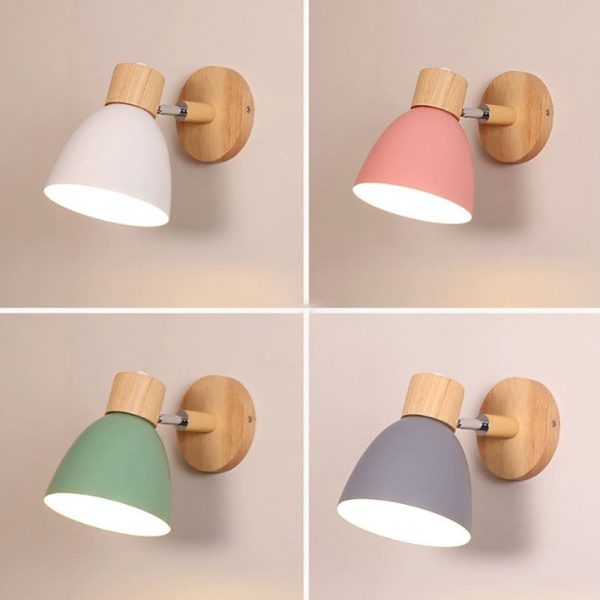 Modern Minimalist Solid Color Macaron Iron Wood 1-Light Wall Sconce Lamp - Image 6