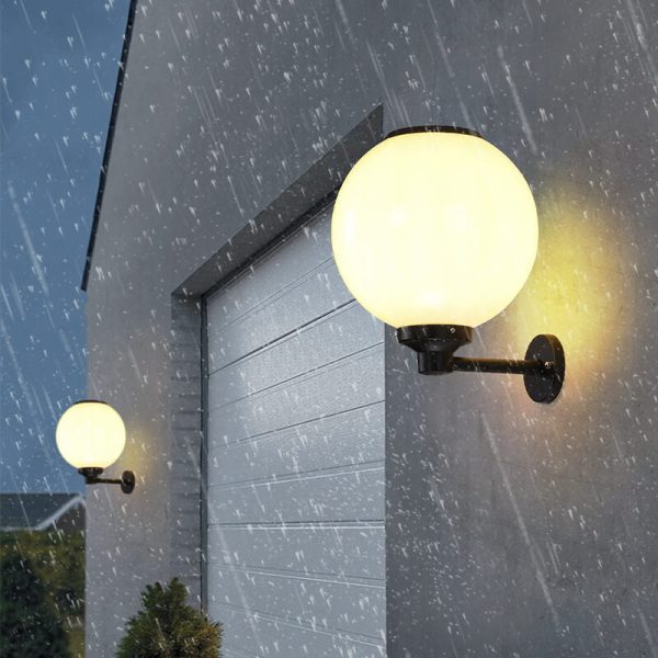 Modern Outdoor Solar Round Ball Waterproof LED Wall Sconce Lamp - Image 5