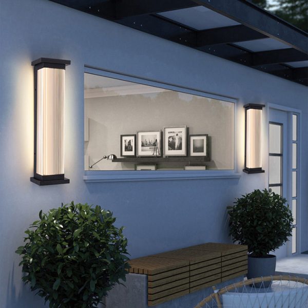 Modern Minimalist Waterproof Striped Rectangle Stainless Steel Acrylic Wall Sconce Lamp For Outdoor Patio - Image 3