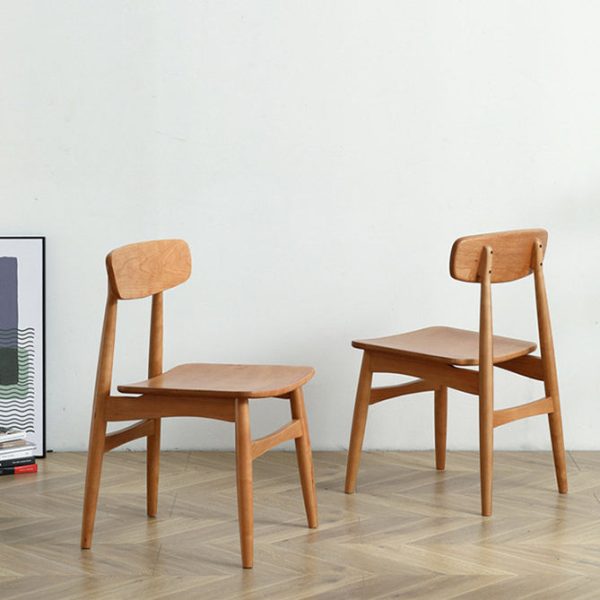 Traditional Vintage Square Cherry Wood Dining Chair Backrest Footrest For Dining Room - Image 9