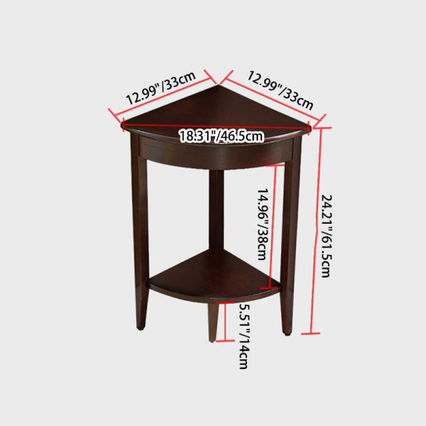 Contemporary Retro Triangle Rubber Wood Side Table 2-Tier For Living Room - Image 4