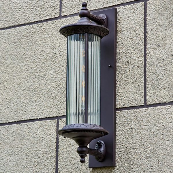 Contemporary Retro Waterproof Aluminum Glass Cylinder 1-Light Wall Sconce Lamp For Garden - Image 11