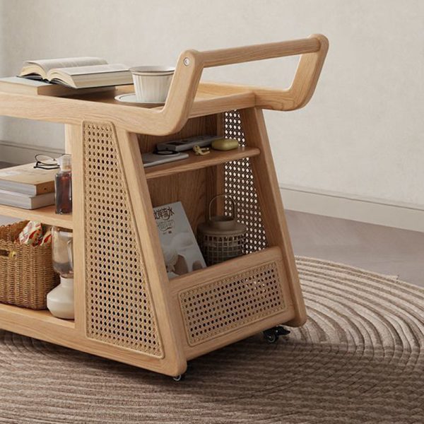 Contemporary Retro Solid Wood Movable Multifunctional Storage End Table 3-Tier For Living Room - Image 11