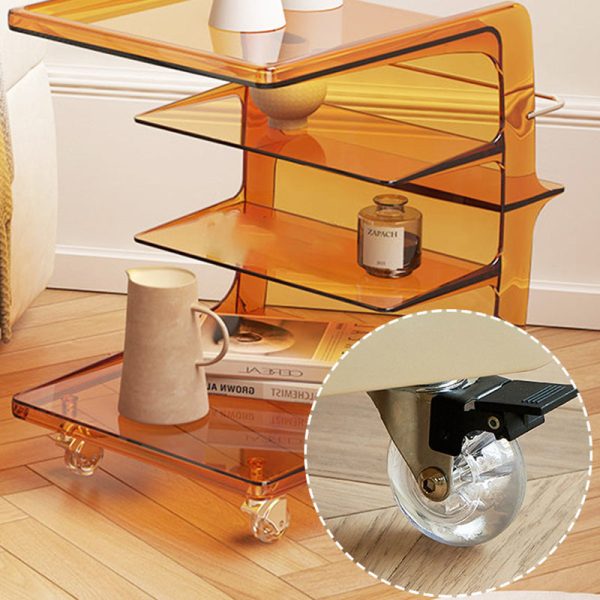 Contemporary Scandinavian Rectangular C Shape PC Stainless Steel End Table 4-Tier Movable For Living Room - Image 8