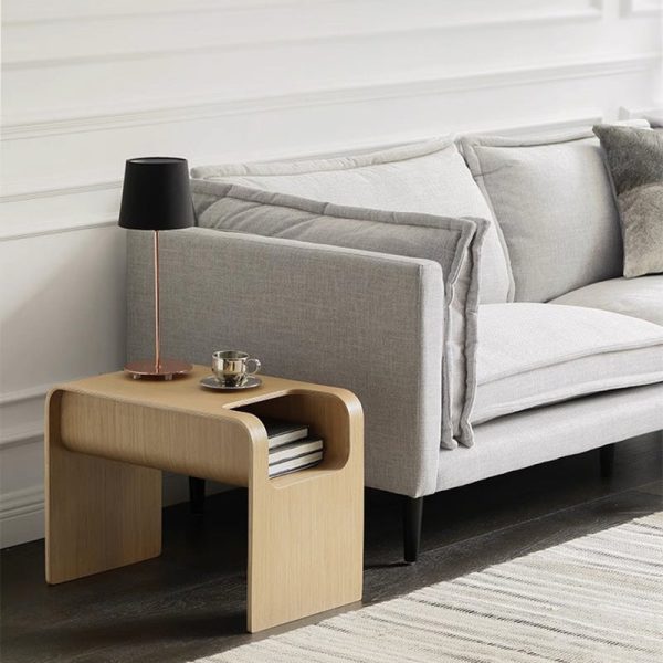 Modern Minimalist Rectangular Solid Wood End Table Storage For Living Room - Image 3