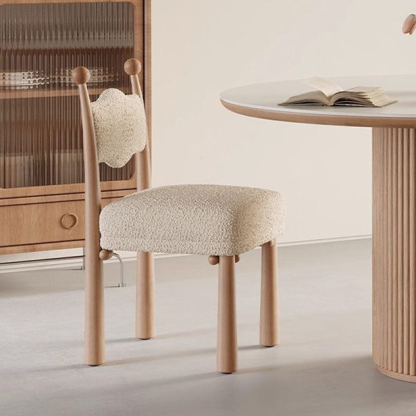 Modern Simplicity Vertical Square Frame Solid Wood Lambswoll Dining Chair Backrest For Dining Room - Image 3