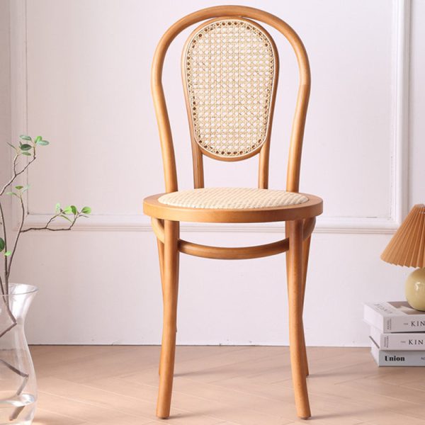 Traditional Vintage Round Rattan Woven Wooden Dining Chair Backrest For Dining Room - Image 27