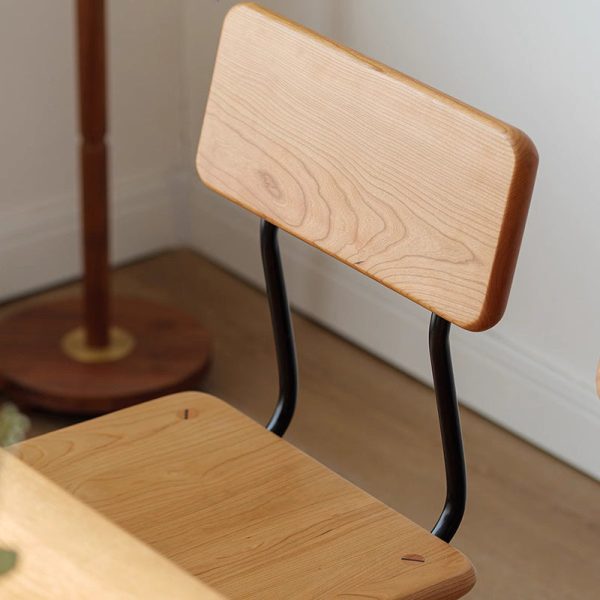 Traditional Vintage Square Cherry Wood Dining Chair Backrest For Dining Room - Image 5