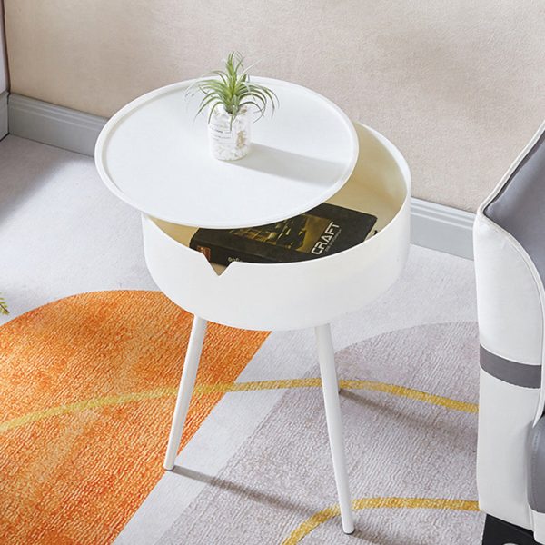 Modern Minimalist Round Tripod Plastic Nightstand 1-Storage For Bedroom - Image 17