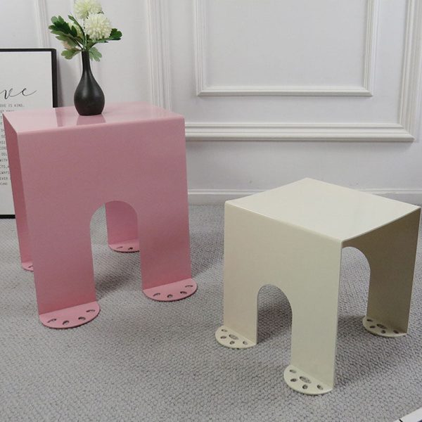 Modern Minimalist Square Table Top Cold Rolled Plate Side Table 4-Leg For Living Room - Image 18