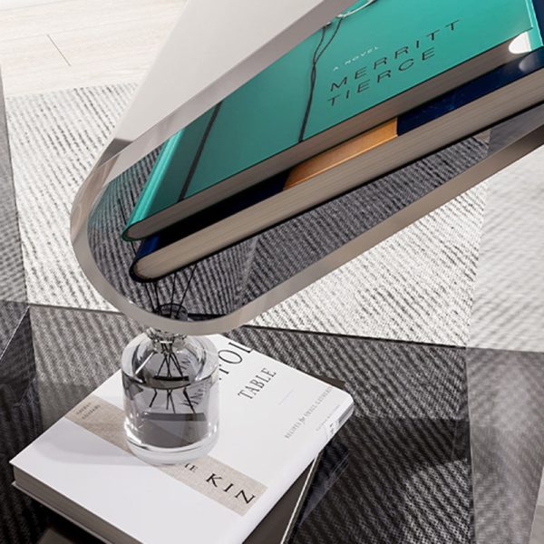 Modern Minimalist Square Acrylic End Table Two Tiers For Living Room - Image 8