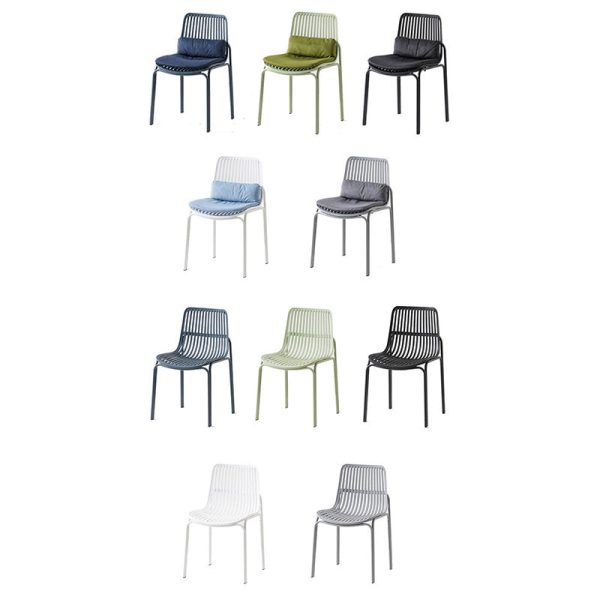 Modern Minimalist Square Cushion Plastic Metal Dining Chair Backrest For Dining Room - Image 15