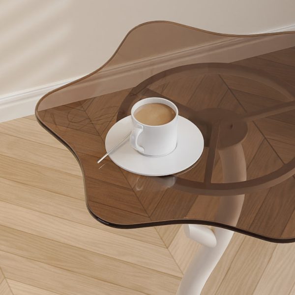 Contemporary Creative Clouds Rock Slab Tempered Glass End Table 1-Tier For Bedroom - Image 4