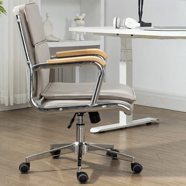 Modern Minimalist Square Upholstered PU Leather Stainless Steel Desk Chair Backrest Armrest For Home Office - Image 13