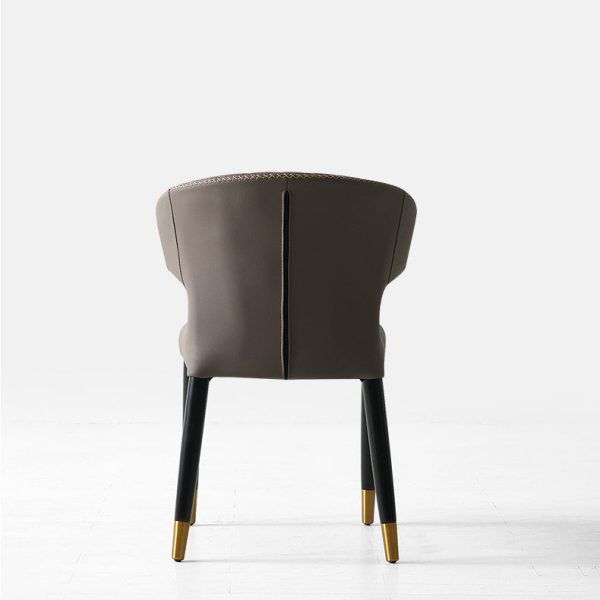 Modern Minimalist Microfiber Skin Wood Carbon Steel Sponge Square Arc Dining Chair Backrest For Dining Room - Image 15