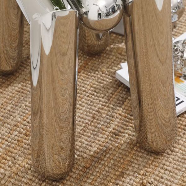 Modern Minimalist Stainless Steel Geometric Round Tube Splicing Footstool For Entryways - Image 6